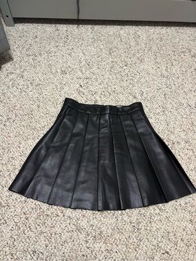 Sunday Best Black Pleated Faux Leather Mini Skirt